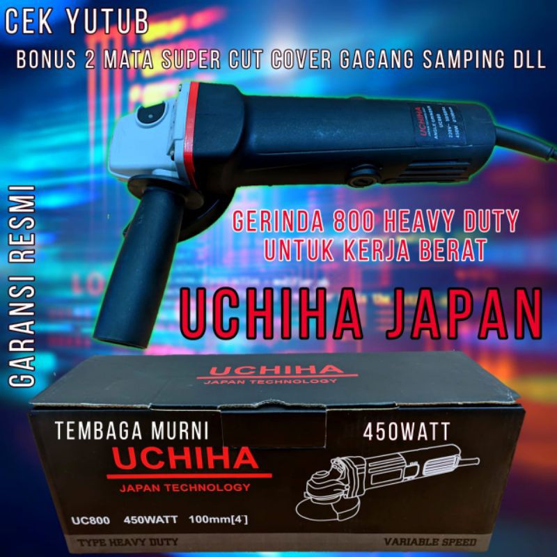 gerinda listrik 4"inc low Watt tipe 800 lengkap anggle Gurinda Uchiha japan