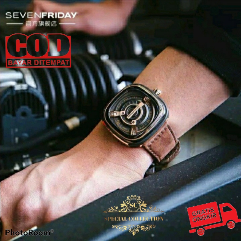 BISA COD - JAM TANGAN PREMIUM CLASS MEN SQUARE MEKANIK STRAP LEATHER