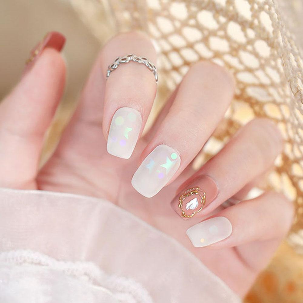 Mxbeauty Nail Art Sequin Charm Love Hati Bentuk Bulat Bintang Manikur Aksesoris