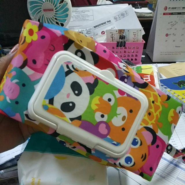 Tempat Tissu 2 In 1 Cover Tisu Basah Dan Kering / Tisu Travel / Pouch Tissue