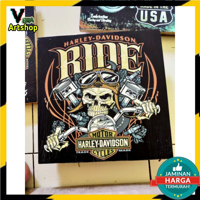 Lukisan Kayu Dekorasi Dinding Harley Davidson (Wall Decor)