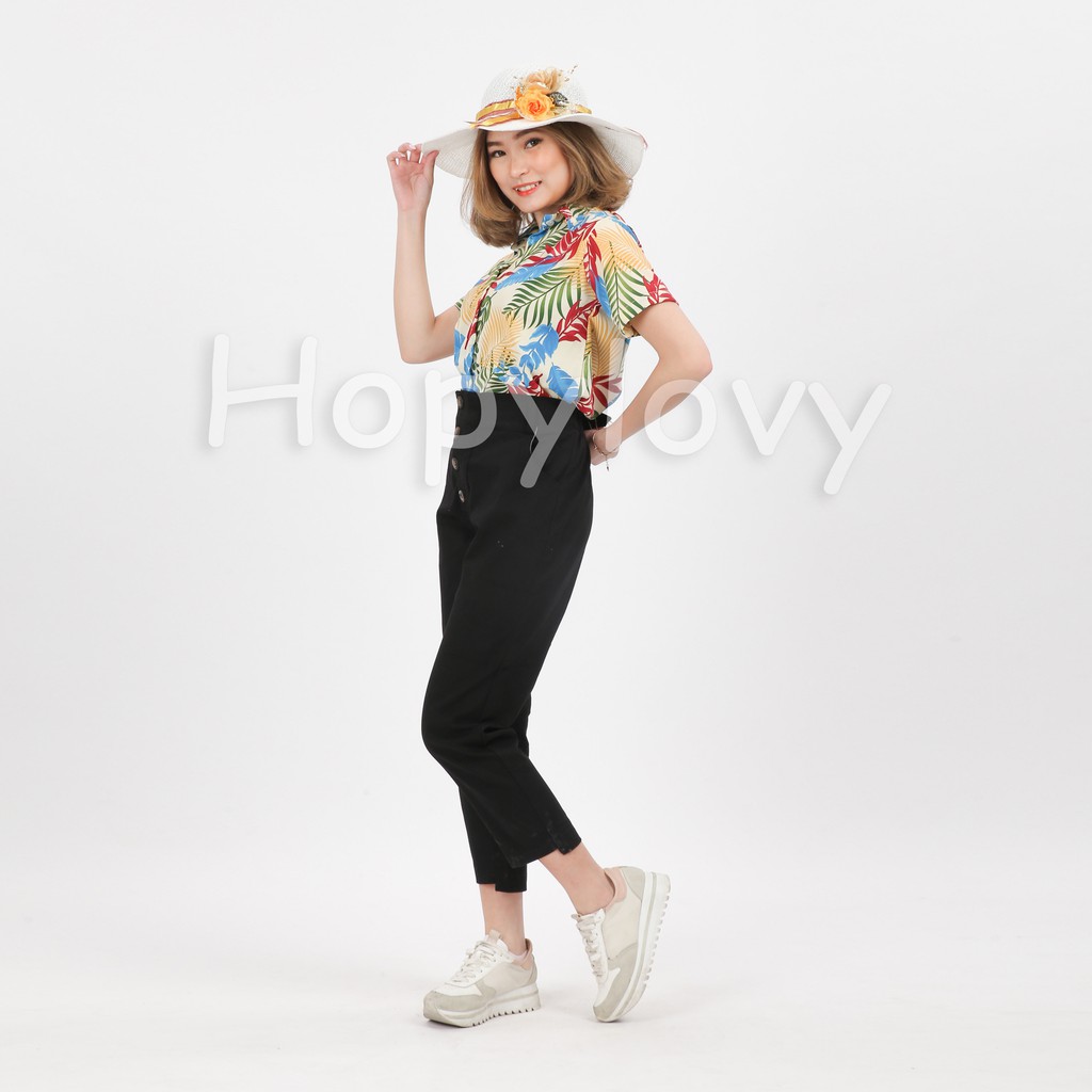 HOPYLOVY - Celana Bahan Kancing 4 Wanita Netiza Cutting Pants