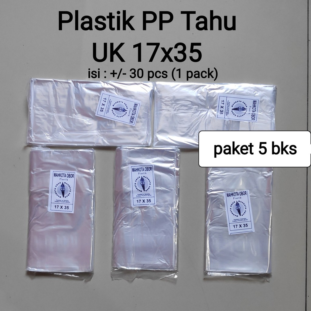 PP TAHU Uk 17x35, plastik bening tipis, kantong bening tipis