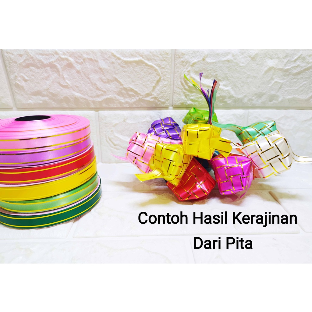 Pita Kado Jepang Lis Emas 1/2 Inch 50 yard Bahan Ketupat Hiasan Kado