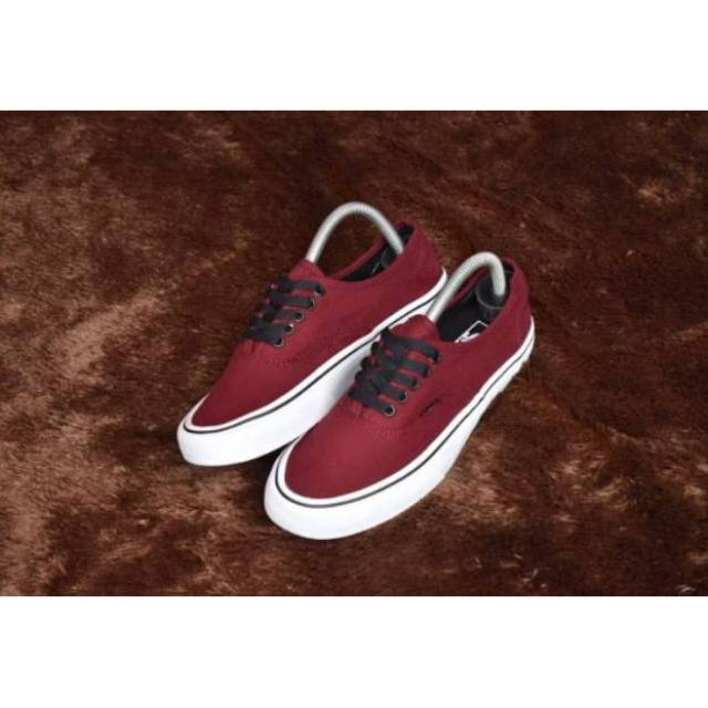 Sepatu Skate Vans Port Royal Red Maron Grade Original Waffle ICC Cewek Cowok Sneakers Kets Merah