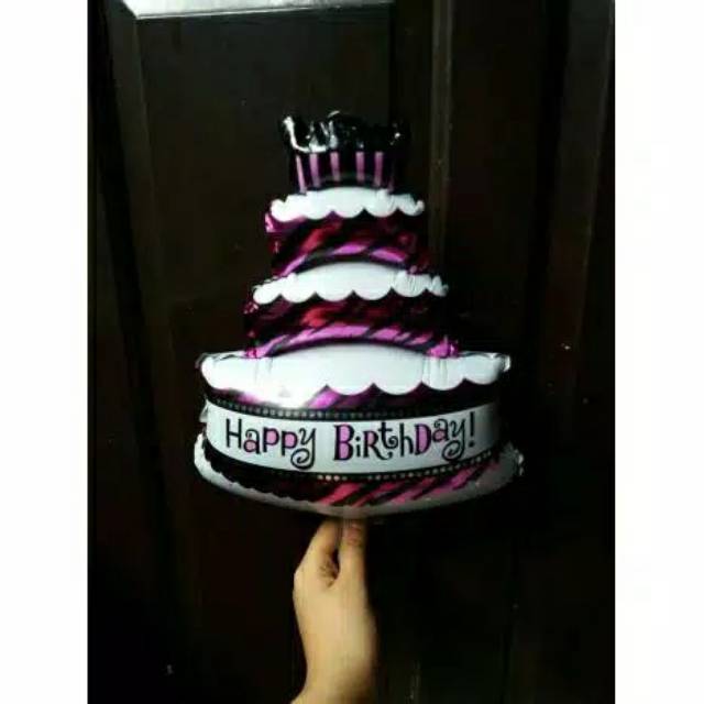 BALON FOIL CAKE 3 SUSUN HAPPY BIRTHDAY MINI 45 CM SATUAN