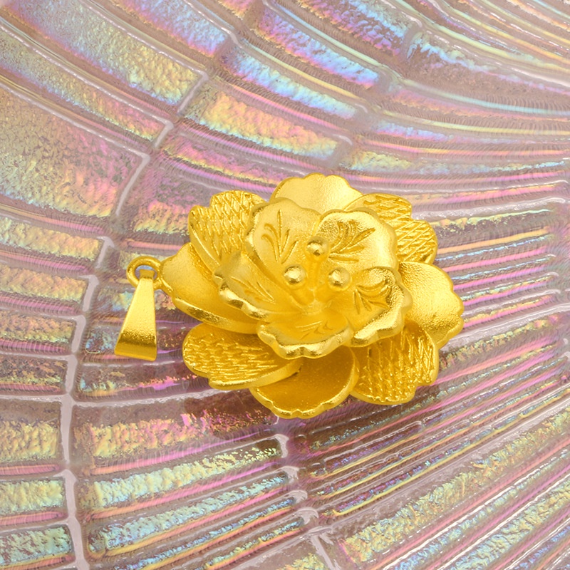 Kalung Liontin Rose Gold Plated Emas Asli Kadar 375 3D Gaya Bangkok Untuk Wanita