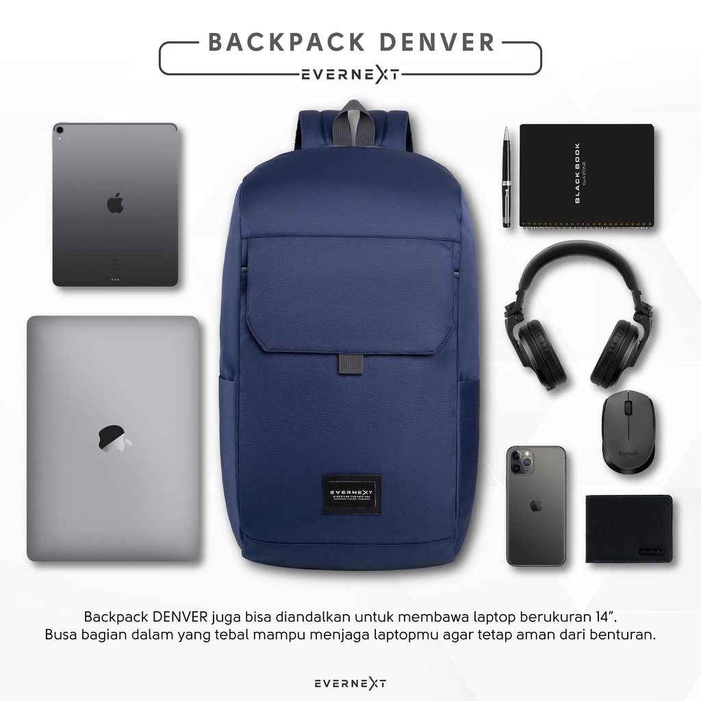 Tas  Punggung Laptop DENVER Ransel 13&quot; Macbook Cordura Tas Kerja Kuliah Kantor Kampus Jalan Mini Ransel