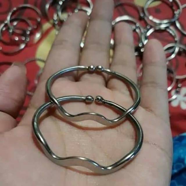 Gelang Monel Motif Gelombang / Gelang besi putih/ Gelang Kesehatan Anak