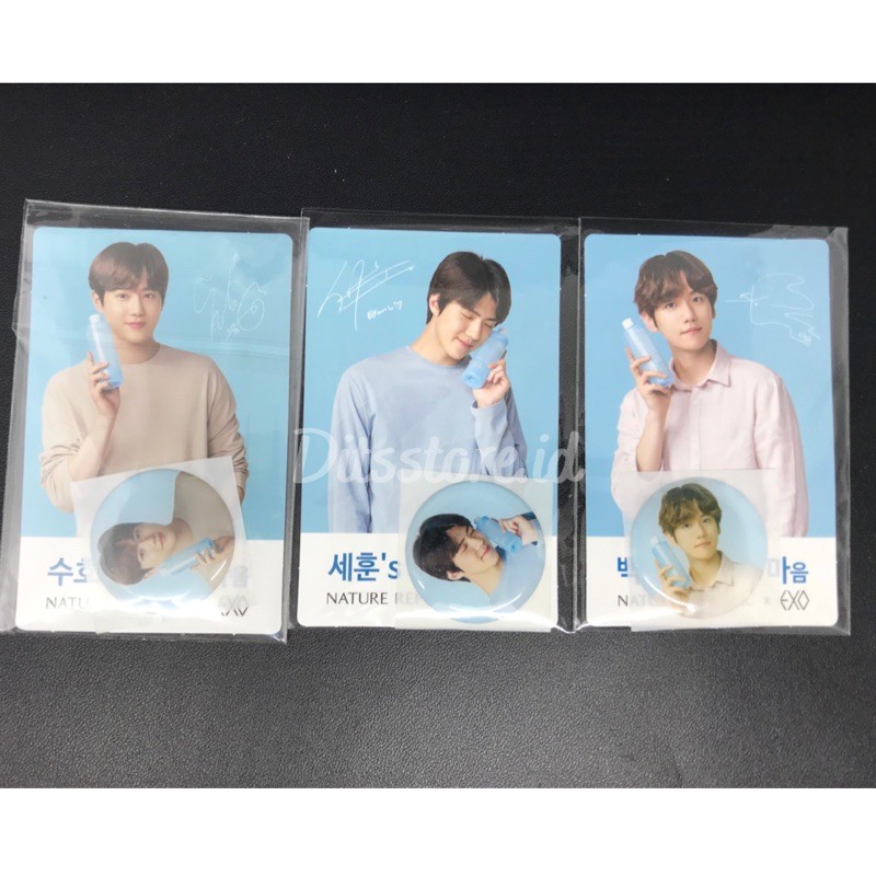 Photocard EXO X Nature Republic Toner Biru Sehun Baekhyun READY STOCK