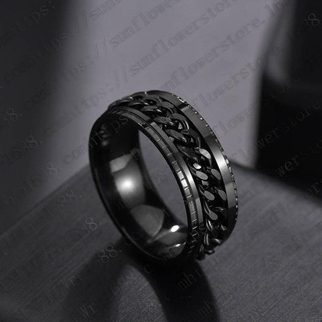 Cincin Titanium Steel Desain Bunga Gaya Punk Untuk Pria