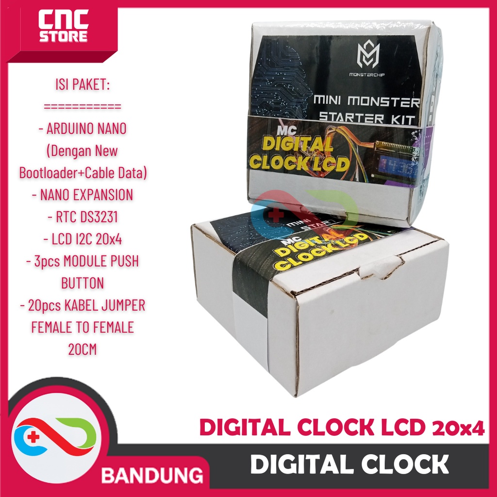 KIT DIGITAL CLOCK LCD I2C JAM DIGITAL ARDUINO PAKET LENGKAP