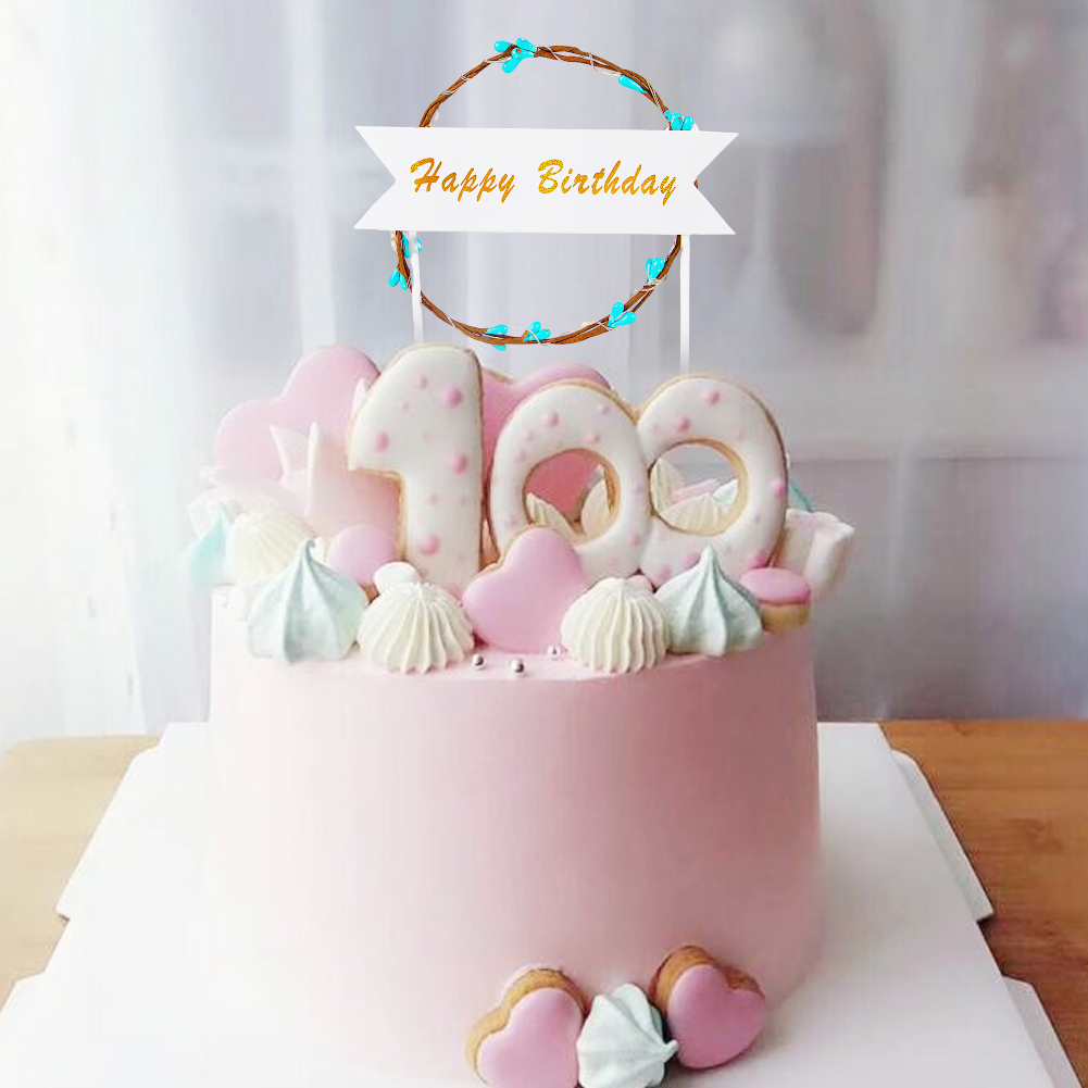 (Tk) Topper Kue Ulang Tahun Desain Tulisan Happy Birthday Dengan Lampu Led