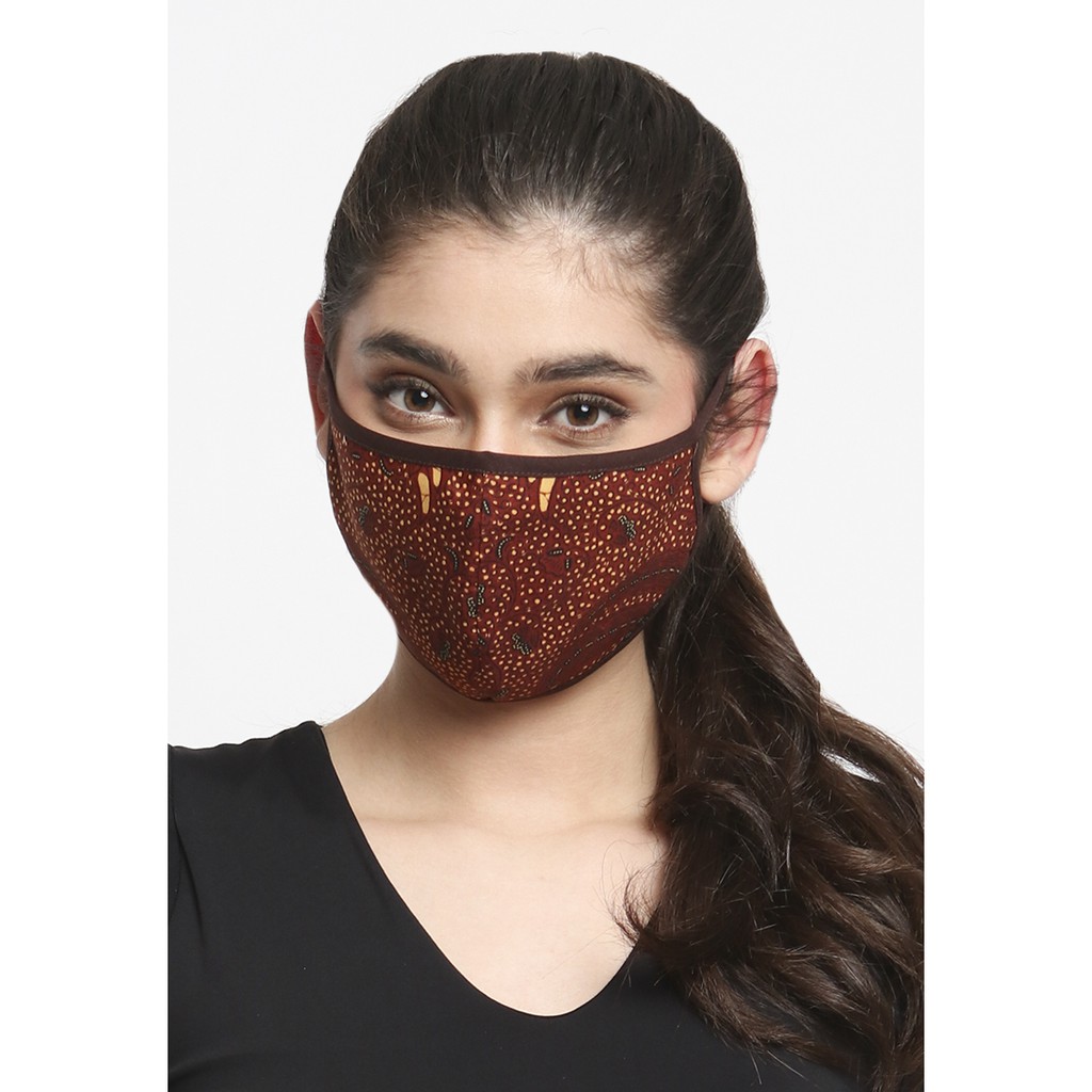  Masker  Kain  Batik 3 Model  Batik Etniq Craft Motif 5 Brown 