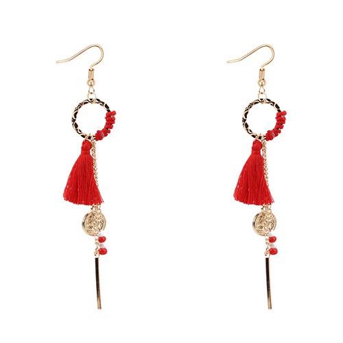 LRC Anting Gantung Fashion Round Shape Decorated Earrings