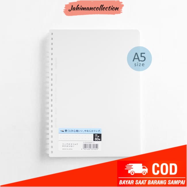 

✨ BISA COD ✨ KOKUYO Soft Ring A5 Dot Grid 80-Sheets Notebook Clear Cover