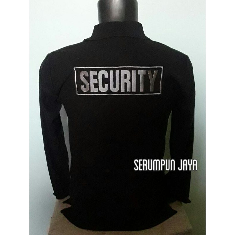 KAOS SECURITY HITAM LOGO SILVER - KAOS KERAH SECURITY ANTI MAINTREAM HITAM LOGO SILVER FULL BORDIR
