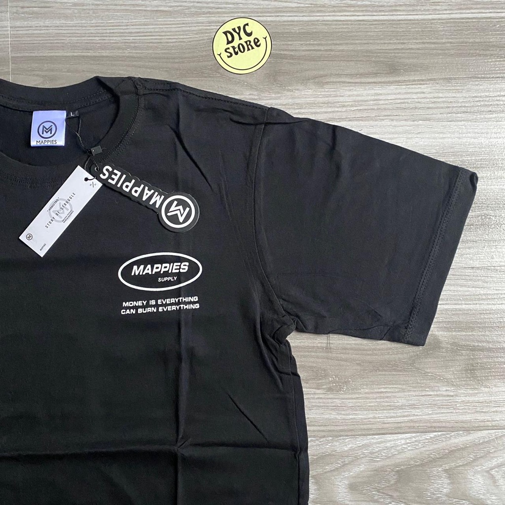T-Shirt Kaos Distro Streetwear Original Mappies Spesial art Burn money From Bandung Kaos Oversize Hitam