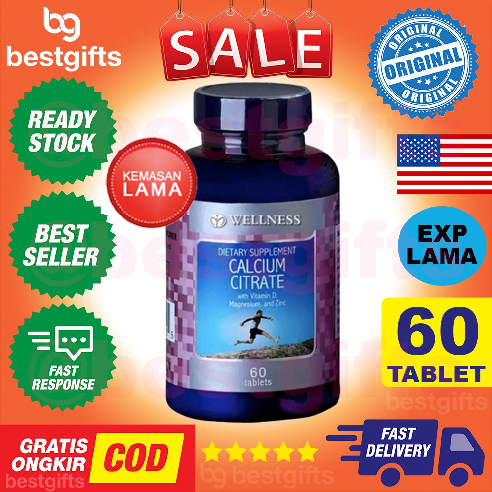 WELLNESS CALCIUM CITRATE 60 TABLETS - VITAMIN D MAGNESIUM KALSIUM KEROPOS TULANG OSTEOPOROSIS