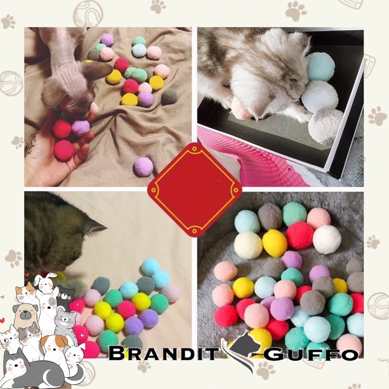 Pom pom bola bulu mainan kucing mini tikus ball cat toys animal pet