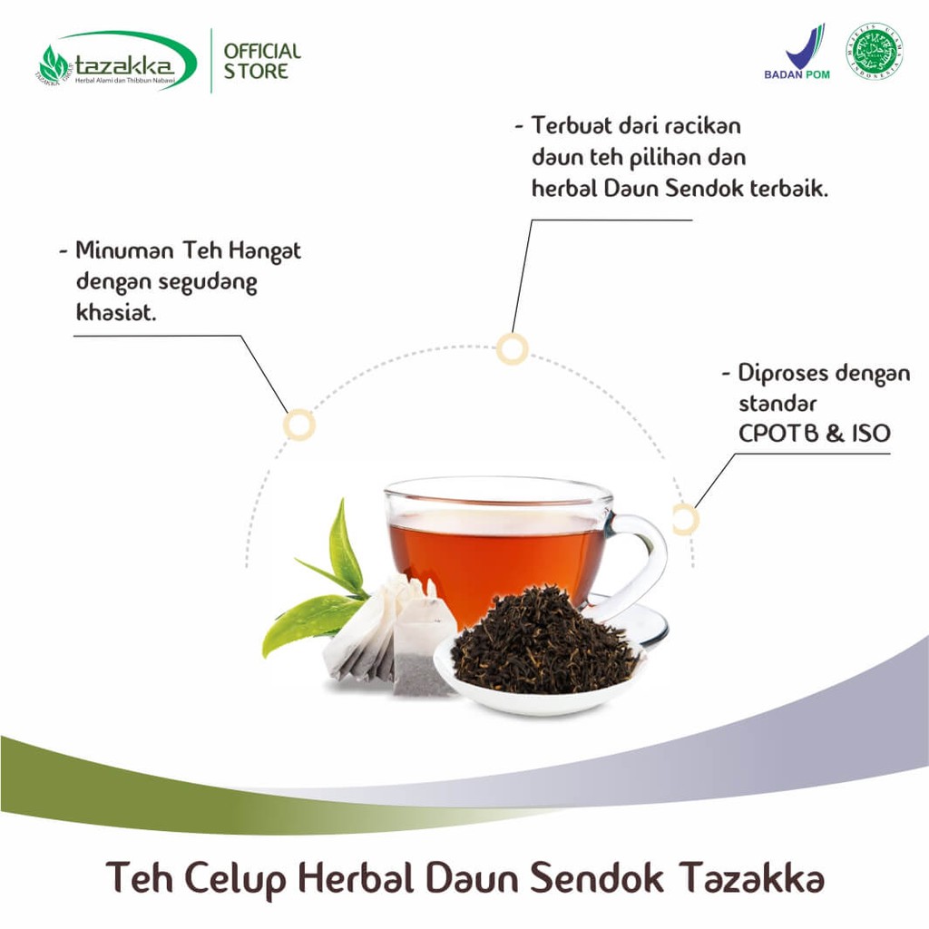 Teh Celup Daun Sendok Obat Pegel Linu dan Asam Urat | Minuman Herbal Teh DAUN SENDOK Tazakka | Teh Herbal HALAL BPOM