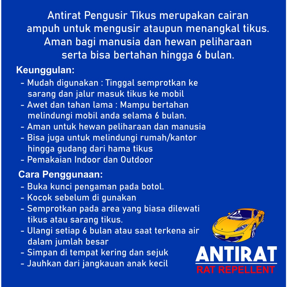 Antirat Cairan Pengusir Tikus Ampuh Khusus Untuk Mobil