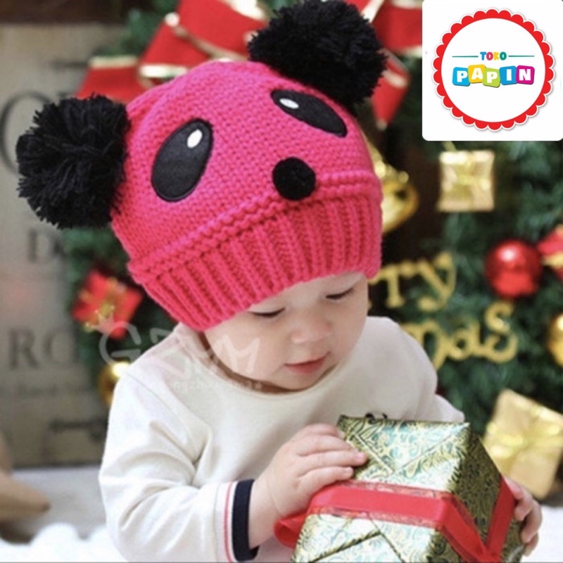 Topi Kupluk Anak Bayi Rajut Karakter Panda Kupluk Bayi Lucu Panda Lucu