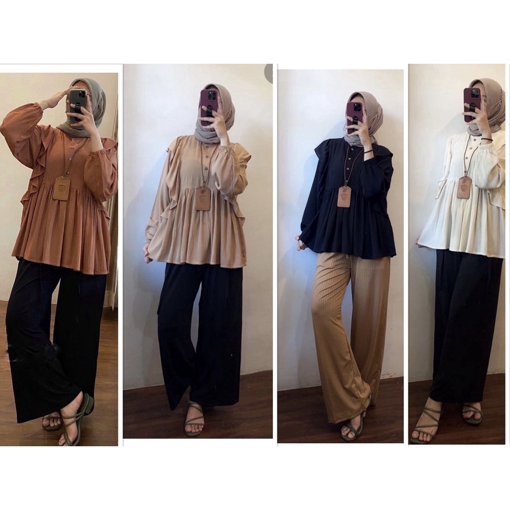 Hijab ootd - Karin Blouse Top Cringkle Fashion Korean Ootd Salebgrams Hits Trend Atasan Cringkle