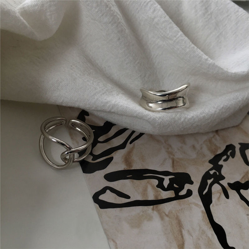 2pcs / Set Cincin Geometris Bahan Logam Gaya Punk Minimalis Untuk Aksesoris Perhiasan