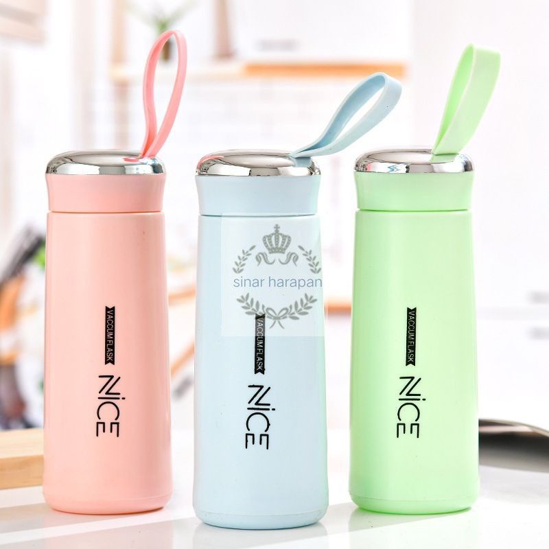 Botol minum NICE/LOVE botol minum kaca beling/termos botol 400ml