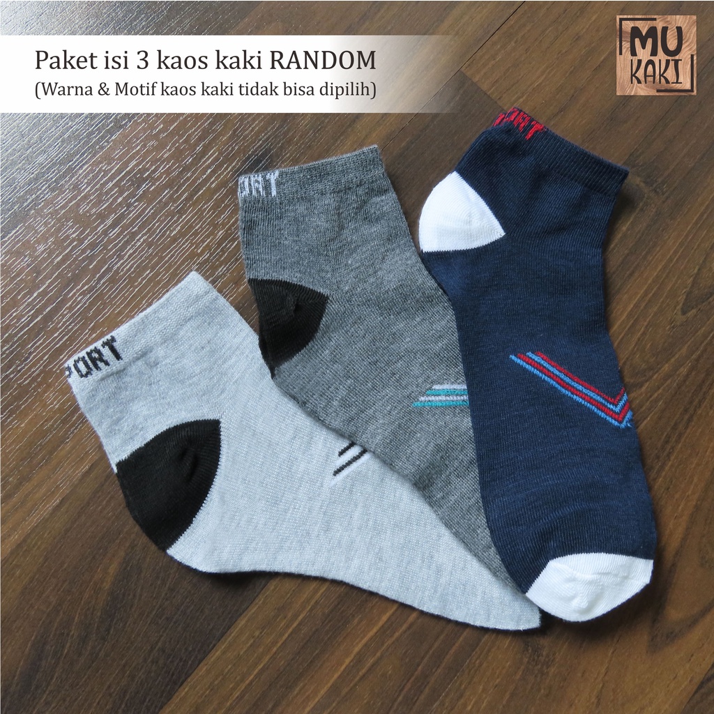 Kaos Kaki Ankle Sport Paket 3pcs Mukaki