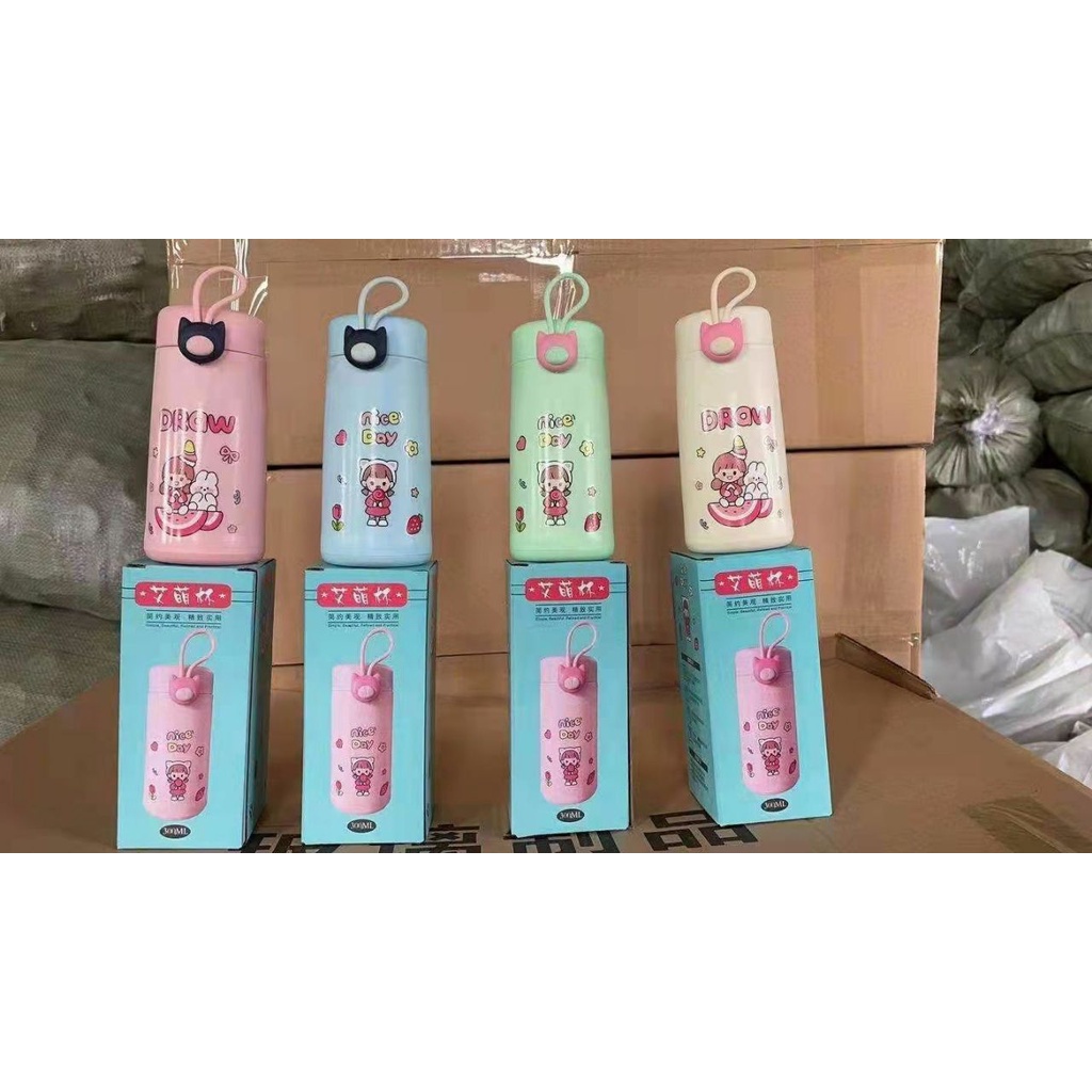 COD - MJ88 - Botol Minum Kaca Lucu Nice Day Botol Kaca Unik Ada Gantungan Botol Bekal sekolah Botol Souvenir-4