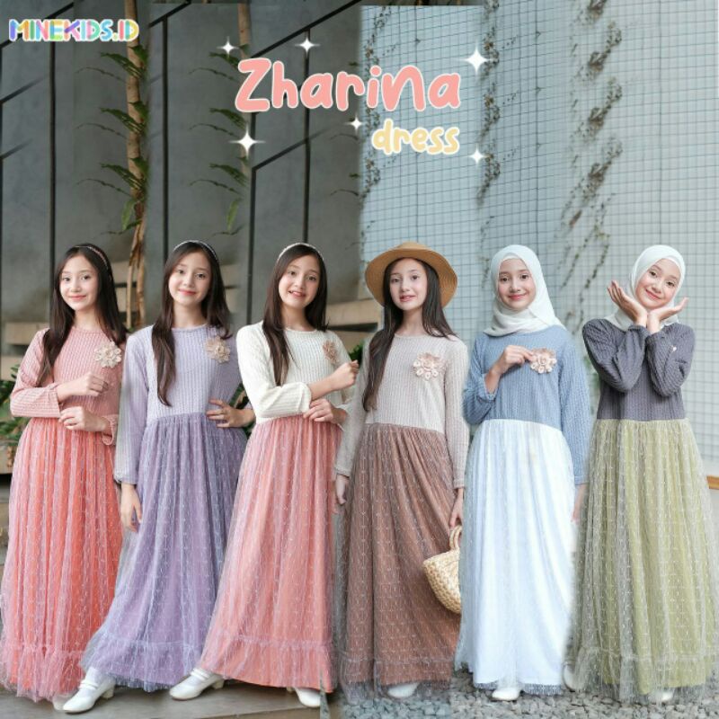 Dress tutu brukat panjang anak cewek Zharina by Minekids