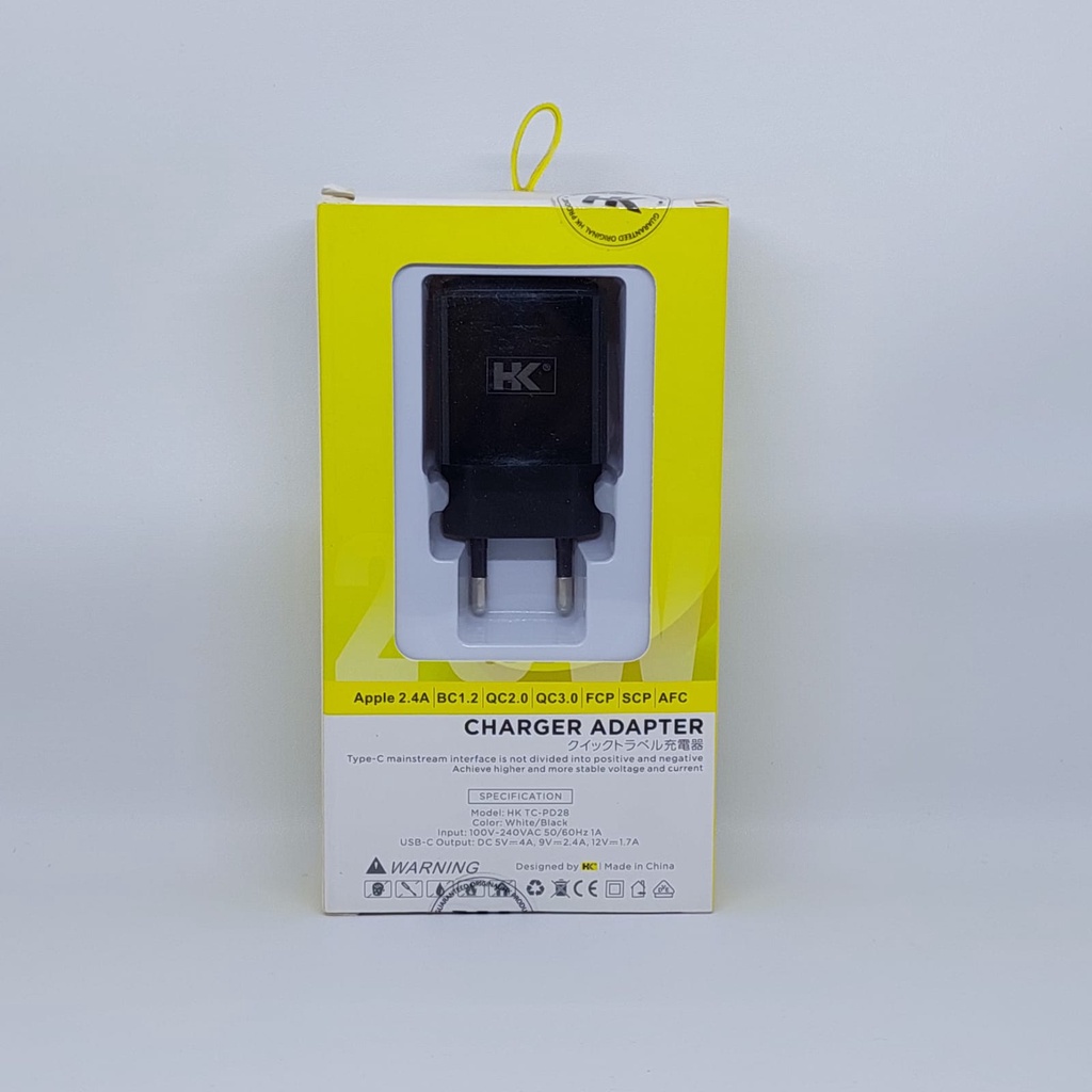 Adapter Charger HK PD27 USB &amp; Type C PD Quick Charger 20W - Hitam ORIGINAL HK