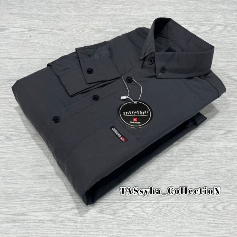 Kemeja Merah Maroon / Kemeja Pria / Kemeja Lengan Panjang / Kemeja Polos-ABU TUA