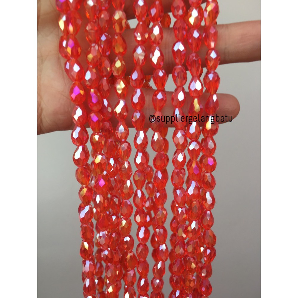 kristal Ceko tetes 10 x 6mm RED MERAH crystal akrilik payet PREMIUM aksesoris fashion supplier craft