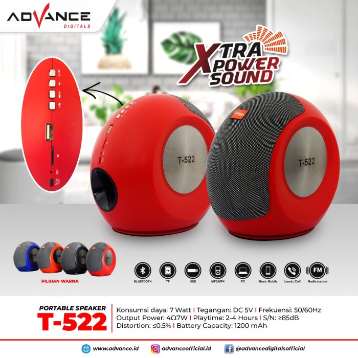 Speaker Advance Portable / Speaker Bluetooth Mini / T-522BT