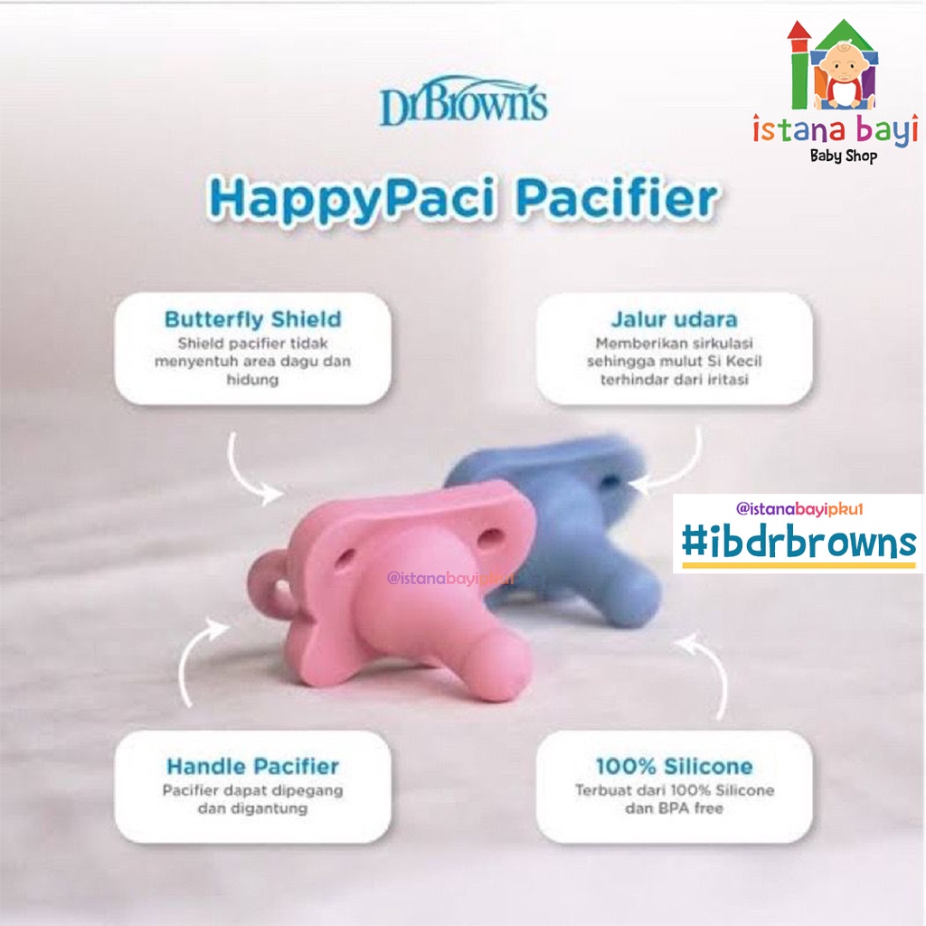 Dr Brown's Silicone Pacifier 0-6 - Empeng bayi Happy Paci PS11007