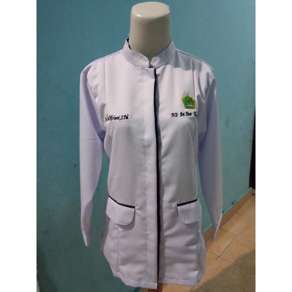 Baju Dinas Hitam Putih + Bordir Nama + Logo Kemenag / Baju ASN