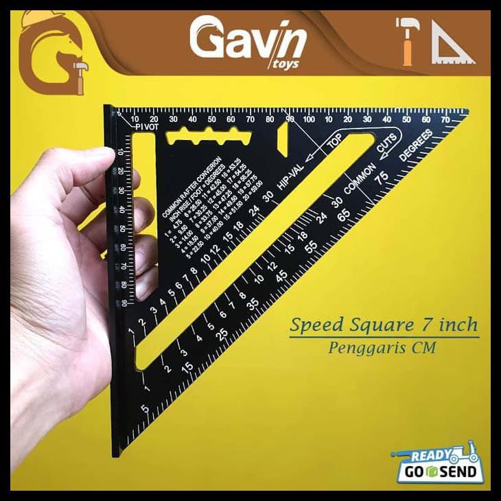 

Speed Square 7 Inch Woodworking Penggaris Siku Segitiga Tukang Hitam