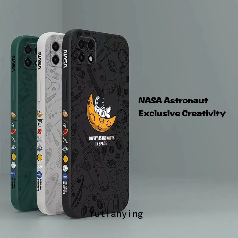 Lovely Side Pattern Nasa Case Samsung A14 A13 A04S A04E A23 A21S A03S A22 A12 A32 A31 A51 A52 A50 A30S A50S A52S M12 A20S A70 A71 A10S A72 Astronot Luar Angkasa Lembut TPU Cover