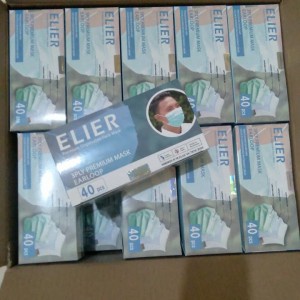 Masker ELIER BOSON Earloop 3PLY Isi 40 Pcs - Disposable Face Mask