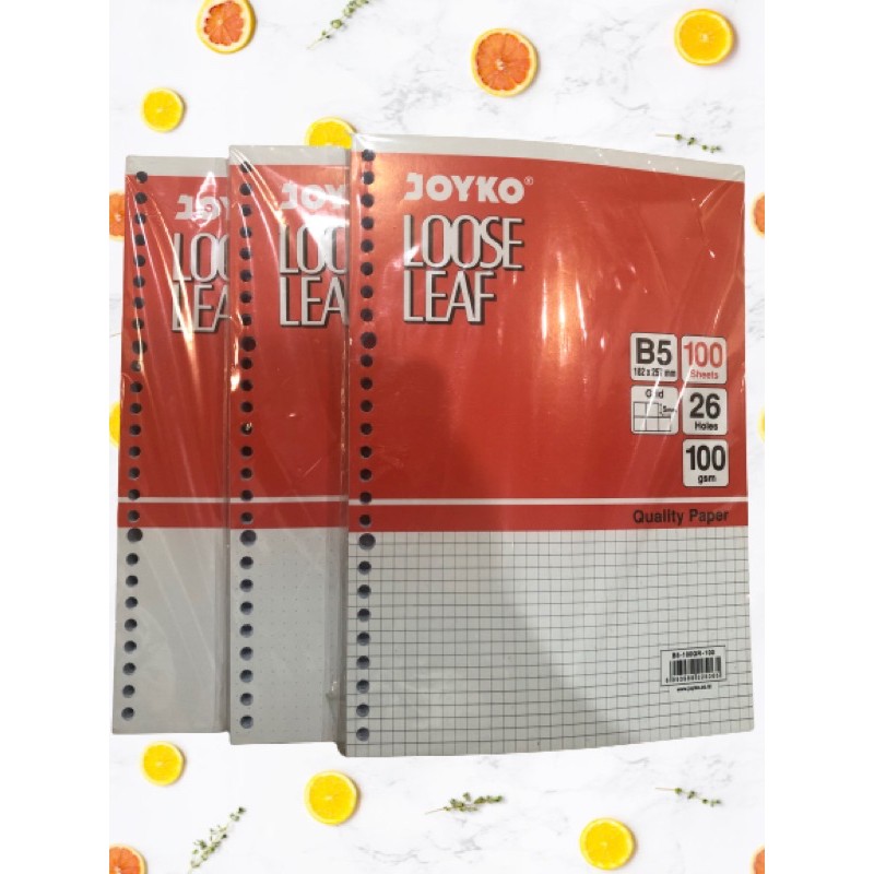 

Isi Loose Leaf/ Isi Binder B5 Dot / Grid / Polos 100 Lembar B5-100GR-100 B5-100DT-100 B5-100PL-100