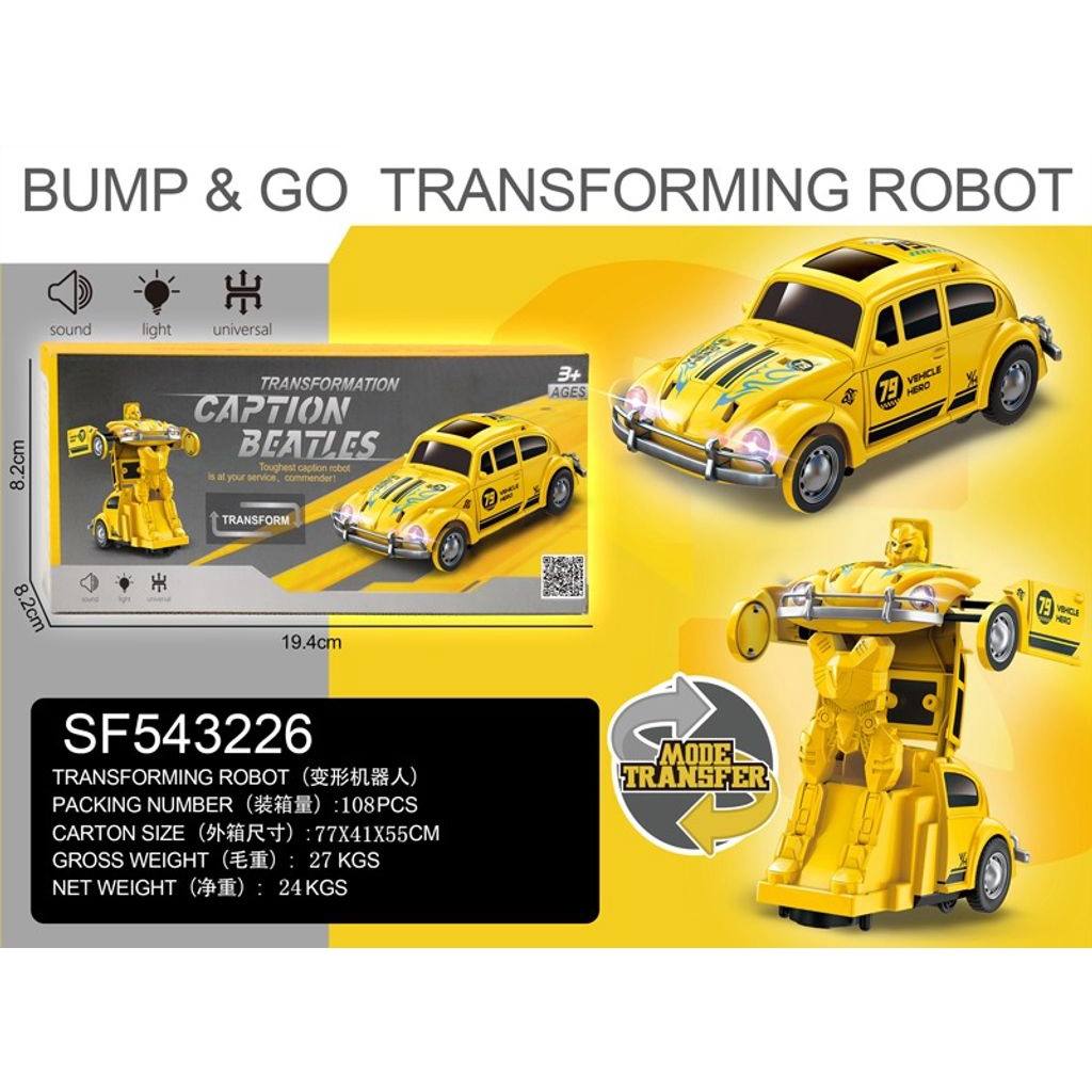 MAINAN MOBIL MOBILAN BUMP AND GO TRANSFORMERS BUMBLEBEE VW KODOK BATERAI HADIAH EDUKASI ANAK MURAH