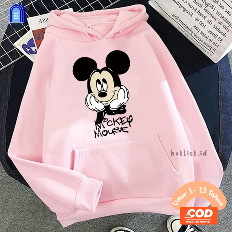 Hudi Hoodie Anak Perempuan Cewek Balita Kecil Tanggung Mickey Mouse Import Usia 1 2 3 4 5 6 7 8 9 10