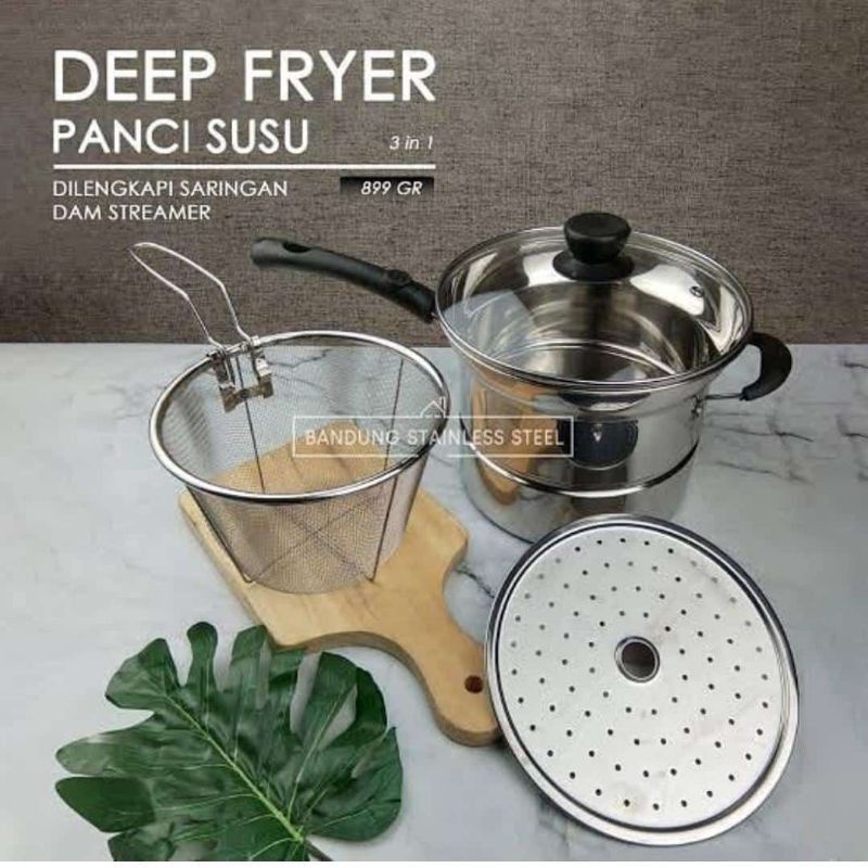 (PROMO) Panci Cooking Pot 3in1/ Deep Fryer / Panci Serbaguna / Panci KUKUS,GORENG,REBUS / Panci Tutup Kaca