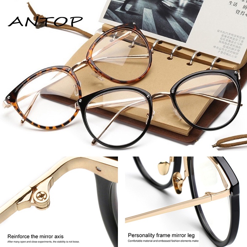 Kacamata Retro Leopard Wanita Mata Kucing Anti Radiasi Fashion Korea Cat Eye Eyeglasses ANTOP-1