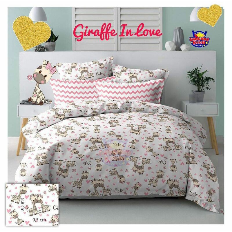 SPREI GIRAFFE IN LOVE PINK