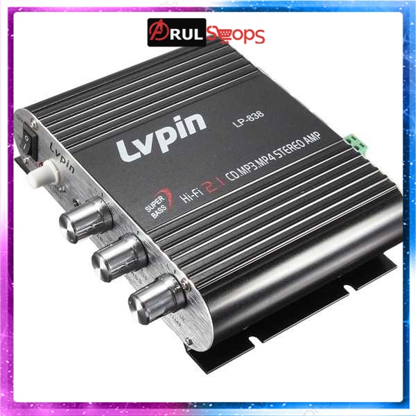 LVPIN Mini HiFi Stereo Amplifier Treble Bass Booster 12V 20W - LP-838