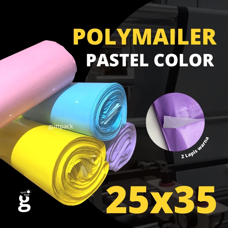 

Plastik Packing Olshop Polymailer 25x35CM PE Glossy Warna Pastel / Sablon Plastik Polymailer